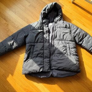 Old Navy Puffer Jacket Grey Hooded Size Large Water Resistant Winter Coat NWOT